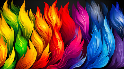 Vivid Spectrum of Flames in Abstract Artistic Illustration - obrazy, fototapety, plakaty