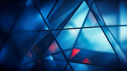 Abstract Geometric Blue Prism Patterns: Intersecting Lines and Subtle Red Accents