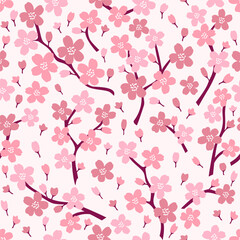 Sakura Cherry blossom seamless pattern.