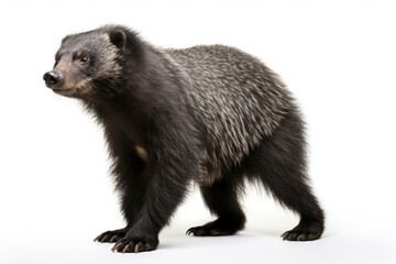 A binturong, also known as a bearcat, on a white background