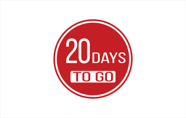 20 day to go. Countdown left days. Count time sale. Number of days remaining for sales and promotion. Sale promotion timer sign business concept. Vector illustration