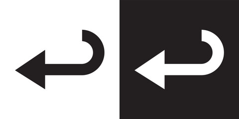Directional arrow icon vector. Turn icon sign symbol in trendy flat style. Arrow left vector icon illustration isolated on white and black background - obrazy, fototapety, plakaty