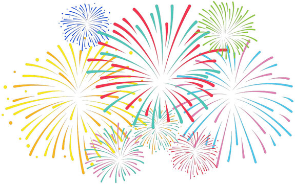 fireworks isolated on transparent or white background, png, mockup	