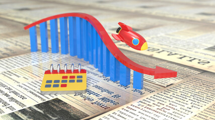 Global Economic Crisis: 3D render Visual Background of Inflation and Financial Decline