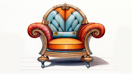 Armchair Illustration on White Background