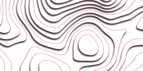 Abstract wavy line 3d paper cut white topography background. Multi layer cutout geometric pattern. Grid map line topography mount map contour background. Topographic canyon map light relief texture.