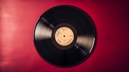 old vinyl record isolated on red background