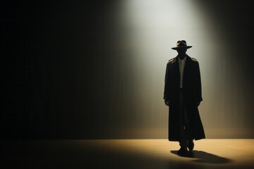 Obraz premium Anonymous figure's shadowy silhouette captured with precision in a professional studio, Generative AI