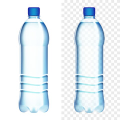 Naklejka premium 3D Realistic Plastic Bottle With Blue Water