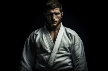 Fototapeta na wymiar Determined man judo athlete. Master fight. Generate Ai