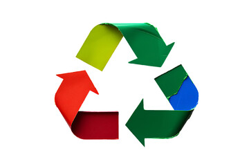 Obraz premium Isolated colourful symbol of recycling made from recycled materials. Transparent background. 