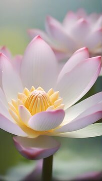 Close-up image that focuses on the delicate unfolding of lotus petals, capturing the moment as the flower gradually opens, background image, generative AI