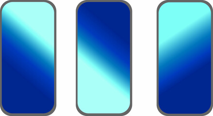 携帯端末画面イラストブルーカラー３種