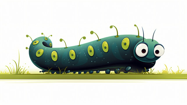 Caterpillar Illustration on White Background