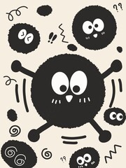 set of funny monsters