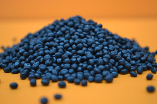 Closeup black granules of TPV compounds