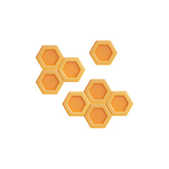 Honeycombs with bee honey, 3D vector realistic orange mosaic pattern of comb with hexagon cells, natural sweet farm food