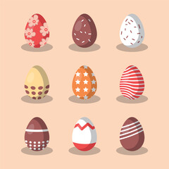 Flat easter day egg collection. Vector