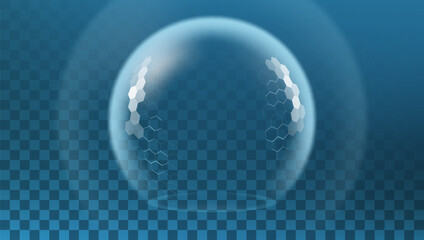 Bubble Shield Ball With Hexagon Pattern Plates. - obrazy, fototapety, plakaty
