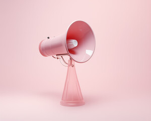 pink megaphone  on light pink background in the style of minimalism