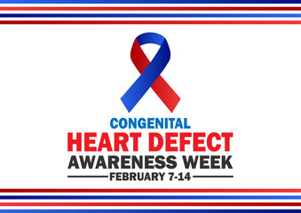 Congenital Heart Defect Awareness Week. Vector illustration. February 7-14. Holiday concept. Template for background, banner, card, poster with text inscription.