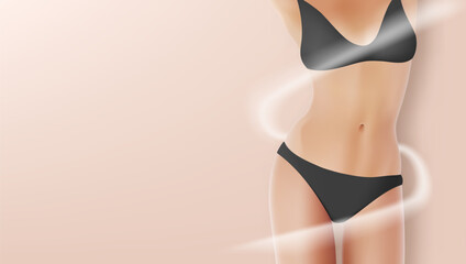 Surgical Lines On Woman Body. Slim Fit Body AD - obrazy, fototapety, plakaty