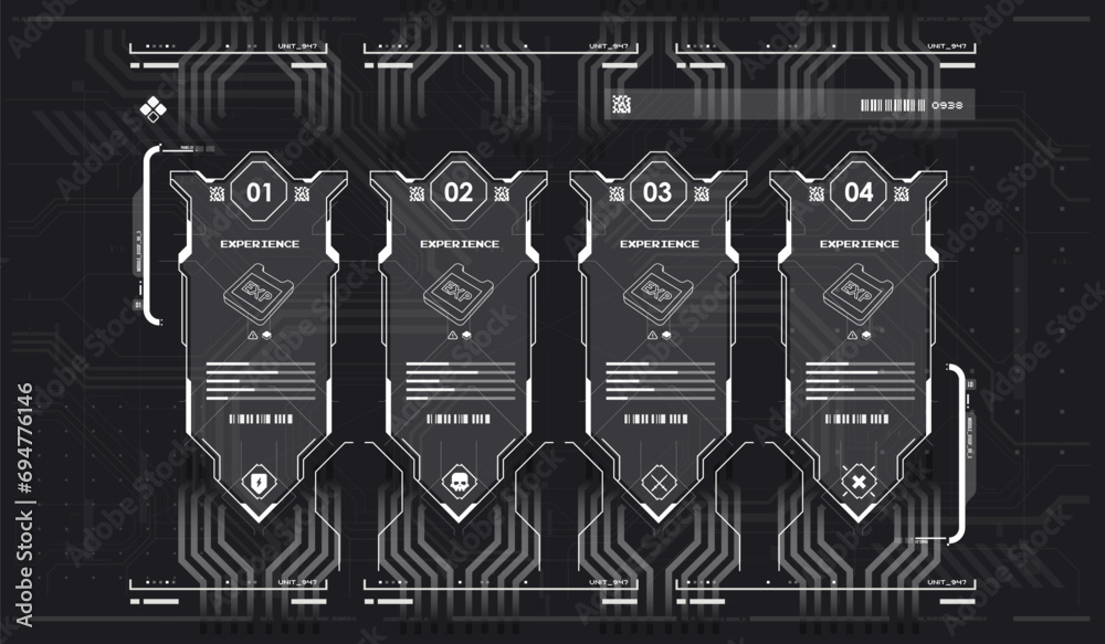 Poster sci-fi futuristic hud dashboard display virtual reality technology screen. game ui screen, abstract 