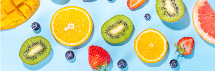 Summer fruit and berry flat lay