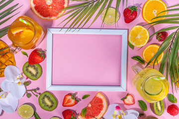 Set of summer cold lemonade mocktails