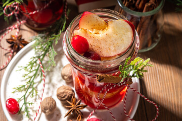 Mulled wine, fruity grog cocktail