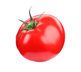 One red ripe tomato isolated on white