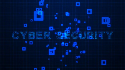 Cyber Security Texts Circuit Lines Animation on Grid Background