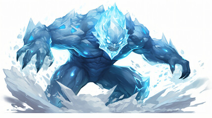 Ice Elemental Hero Illustration on White Background