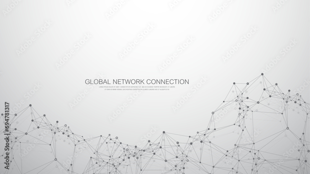 Poster Global network connection banner design template. Header social network communication in the global business concept. Big data visualization. Internet technology