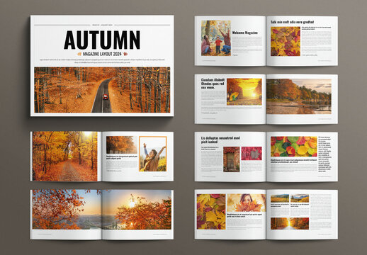 Autumn Magazine Layout Design Template Landscape