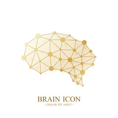 Premium Vector Template Brain Logo. Creative Concept Design Brain Icon. Artificial Intelligence and Machine Learning Concept. Vector symbol AI. Medical Design Golden Brain Logo