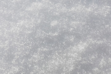 Clear white snow as background, closeup. Winter season