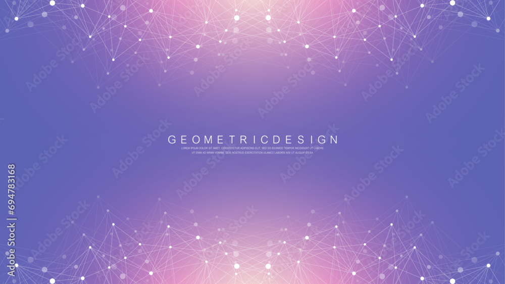 Aufkleber Global network connection banner design template. Header social network communication in the global business concept. Big data visualization. Internet technology