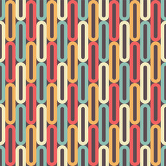 Seamless geometric oval pattern in retro style. Vector background - 694783766