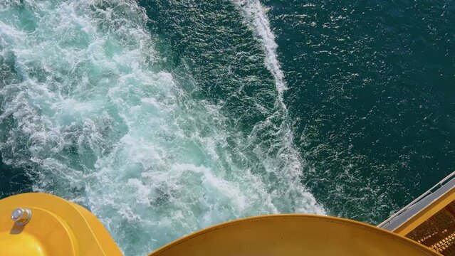 Lake Ashi water in Hakone as seen from ship that tourists love. Kanagawa Japan