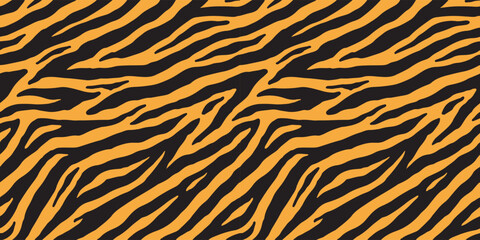 Tiger seamless repeated pattern. Vector background  print illustration. - 694785558