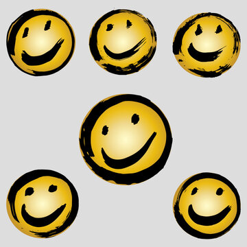 set of smileys with faces