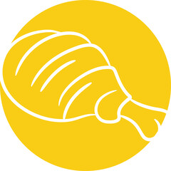 Fototapeta premium Chicken Drumstick Hand Drawn in Yellow Button 