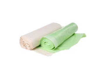 PNG, Two roll of garbage bags, isolated on white background