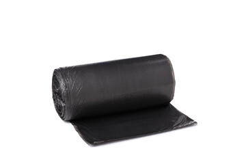 PNG, Roll of black garbage bags, isolated on white background