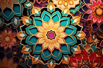 seamless pattern with flowers islamic arabic background. abstract islamic pattern with colorful flowers, Generative AI