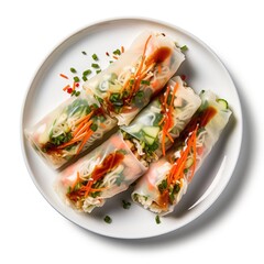 a plate Goi cuon (summer roll) on white background