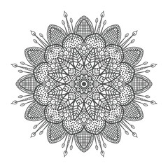 Vector luxury mandala template background and ornamental design for coloring page, greeting card, invitation, tattoo, floral mandala.