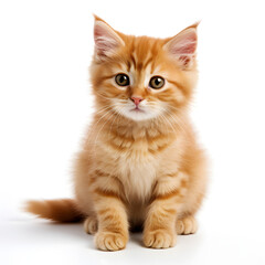 A cute baby Abyssinian cat on a white background