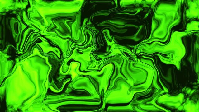  4k Liquid abstract background. Shining movement of paint with glitter on yellow metal surface. Looped animation.